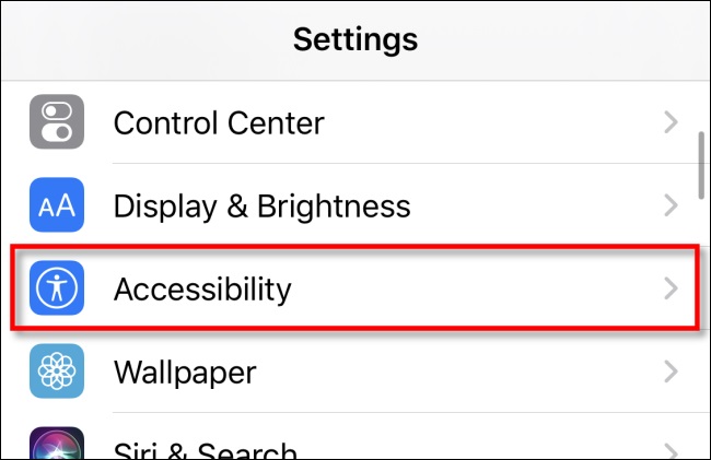In Settings, tap “Accessibility.”